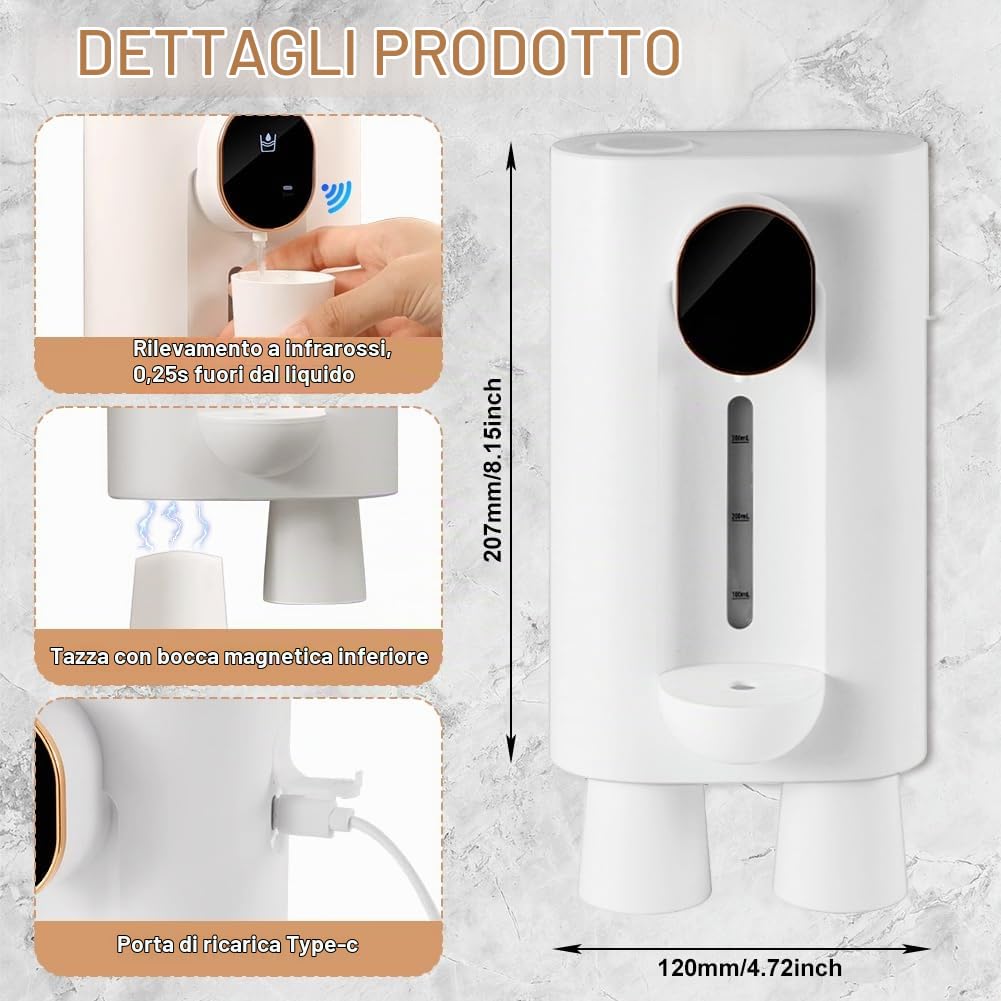 Roadtime Distributore Automatico di Collutorio per Bagno, 540 ml (Bianco)