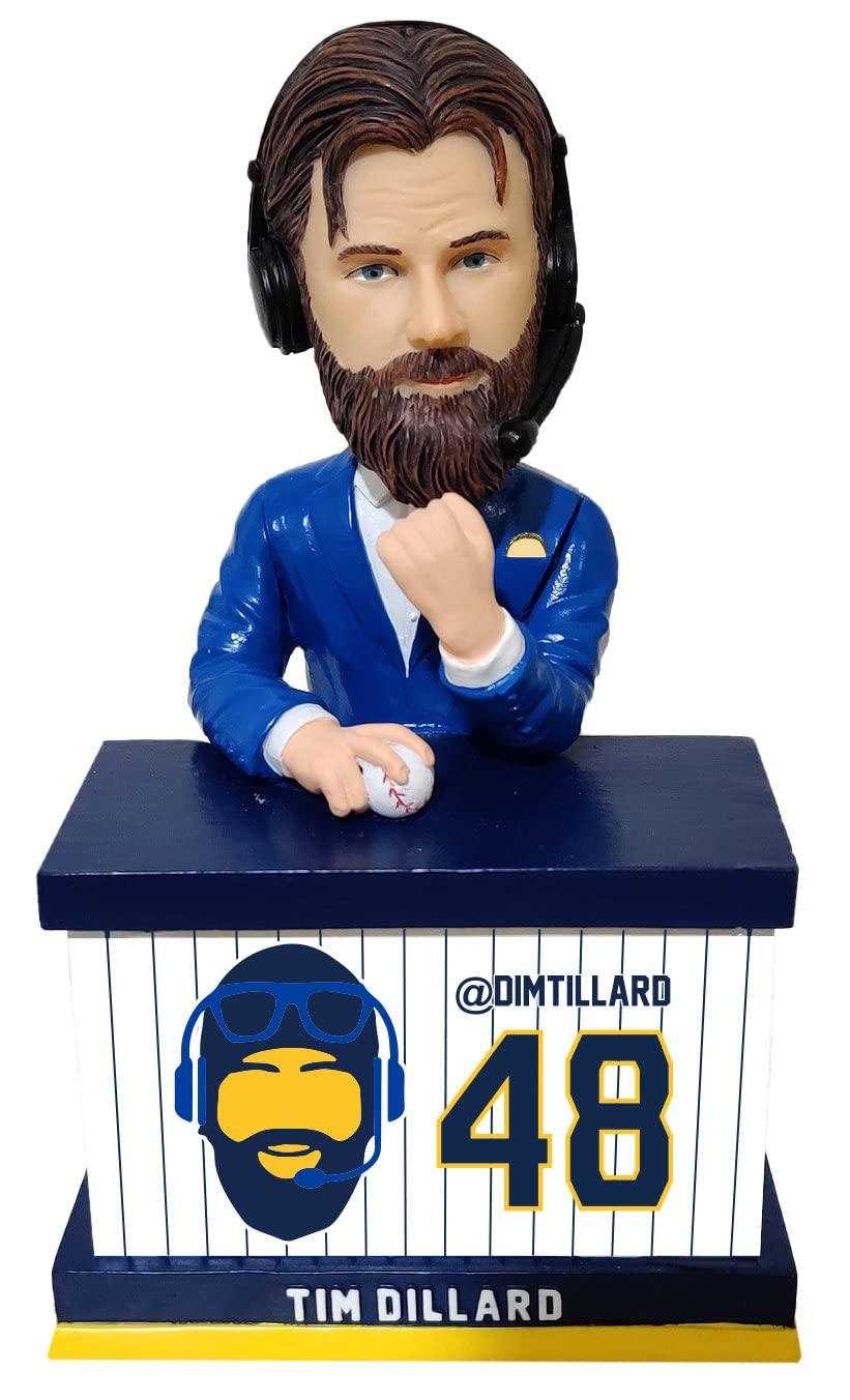 Tim Dillard Blue and Yellow Announcer Baseball Bobblehead