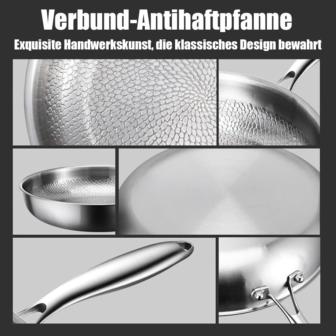 Titan Pfanne, Titanpfanne Mit Deckel und Spatel, Titanium Pfanne für Non-Stick, TitanPfanne Unbeschichtet, Kratzfest, Geeignet für Alle Herdarten (Ohne Deckel, 28cm)