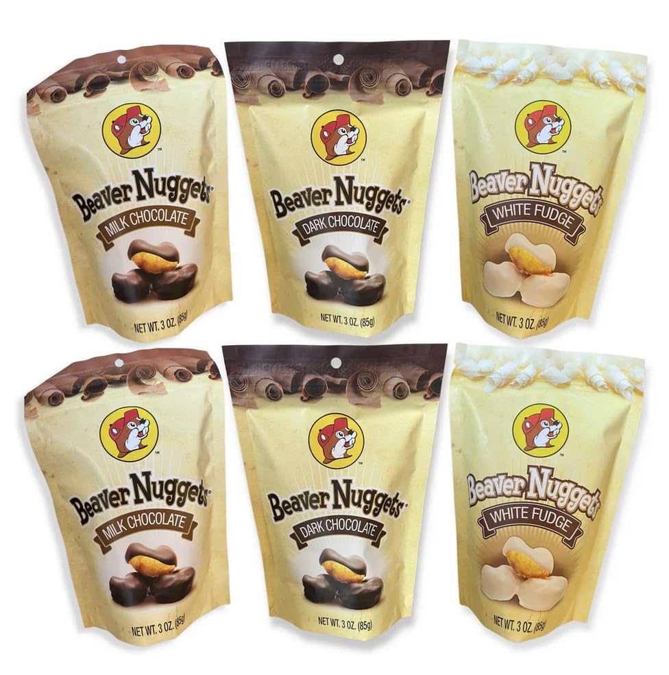 Pop SNAX Beaver Nugget Bundle, 6-Pack | Milk Chocolate, Dark Chocolate, White Fudge | 18 oz Bundle (6-Pack)