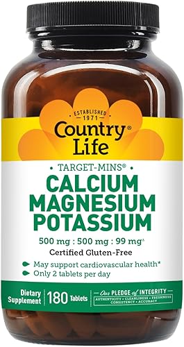 Miniatura 5 de Country Life Target Mins Calcio Magnesio Potasio 500 mg500 mg99 mg 180 comprimidos