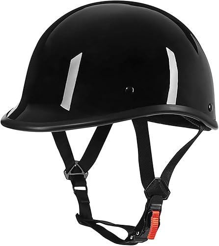Medio casco de motocicleta de estilo retro, diseño clásico, certificado por DOT, color negro, M
