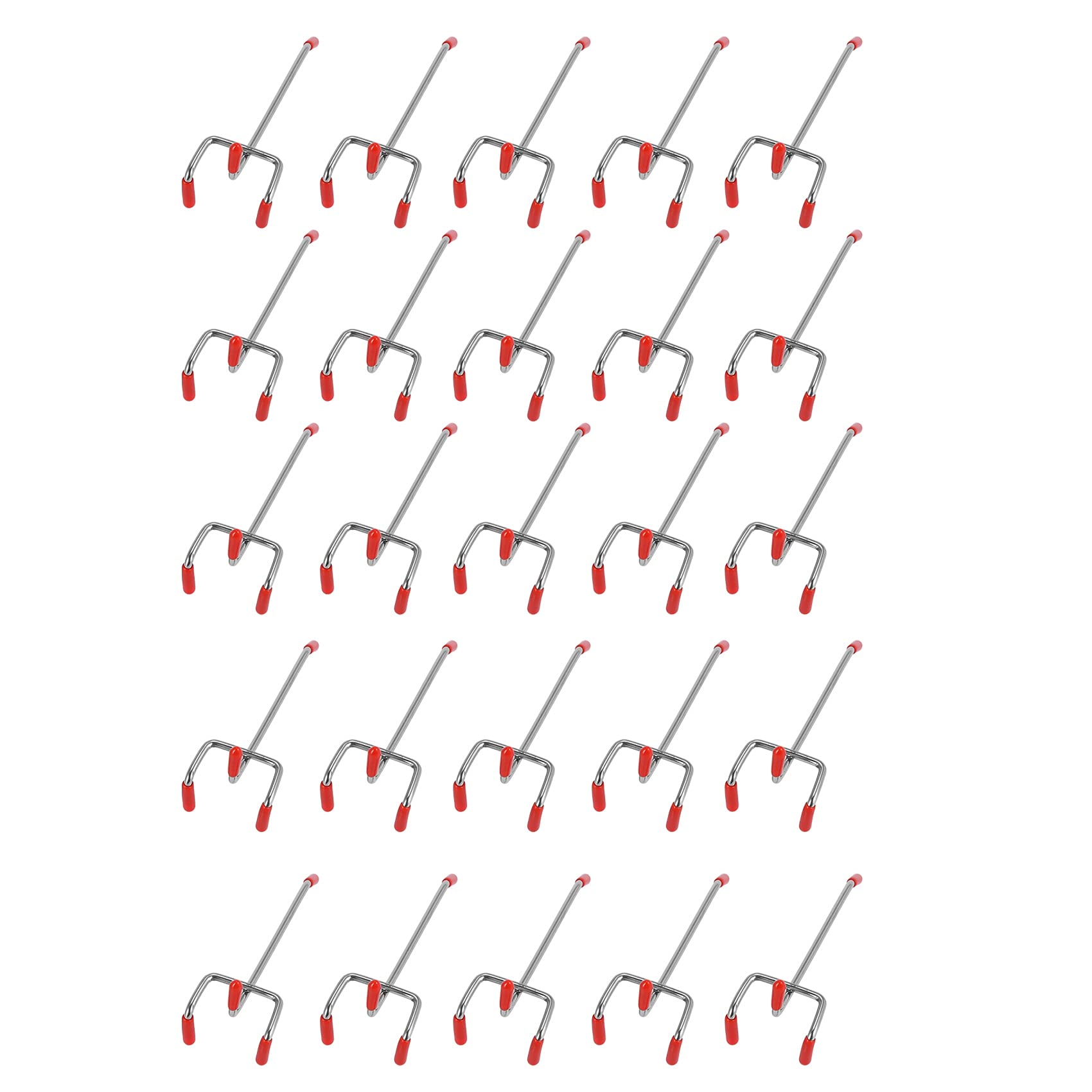 CTRLZS 25Pcs 100Mm Pegboard Hooks Slat Wall Retail Display Shop Peg Hang Fits Home Hanger Chrome Metal 1-1.5Kg Loading