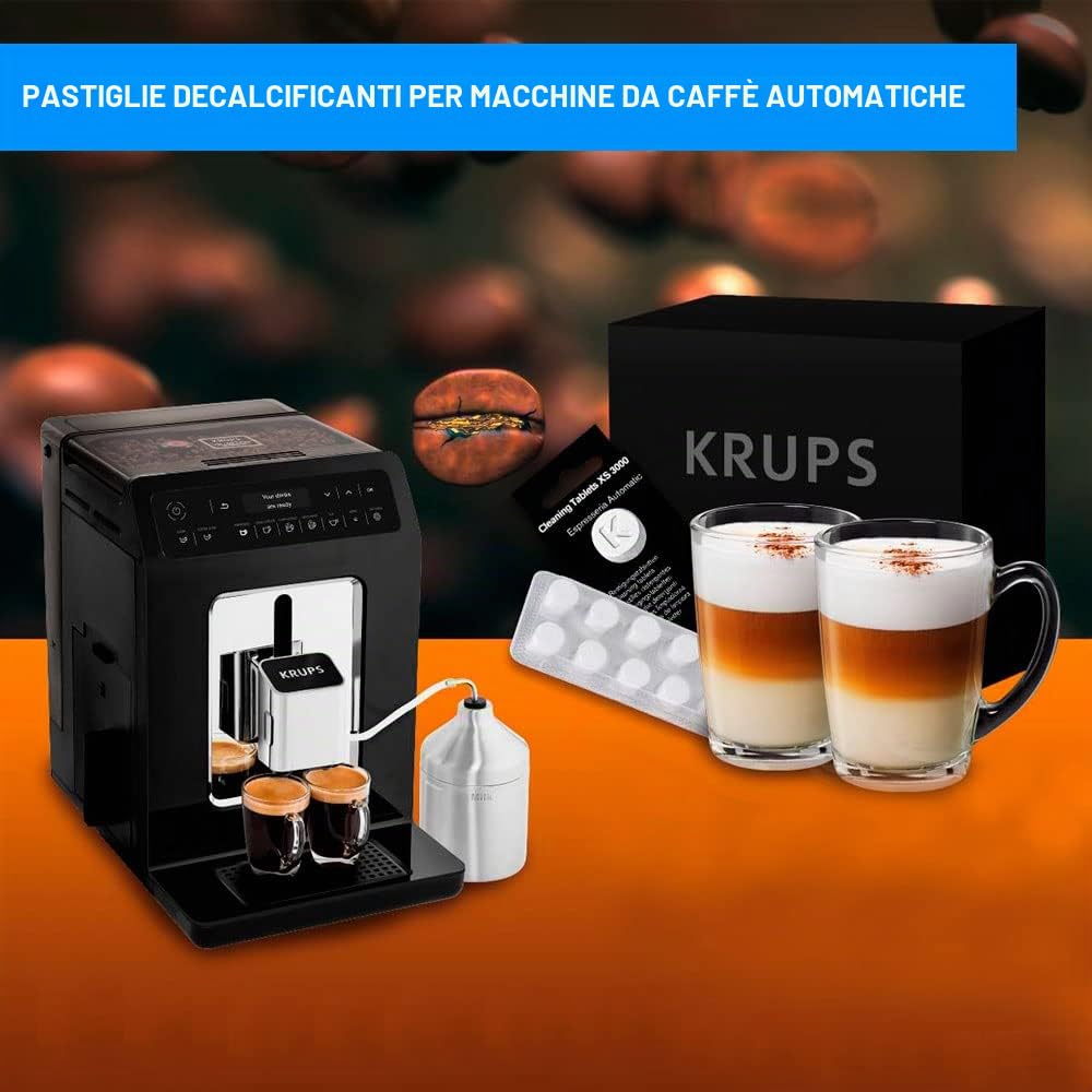 Krups Tavolette Detergenti XS300010 per Macchina da caffè | Pastiglie Decalcificanti Macchina da caffè, Pastiglie Krups Pulizia Caffettiera, 1,5 gr x 10 pezzi