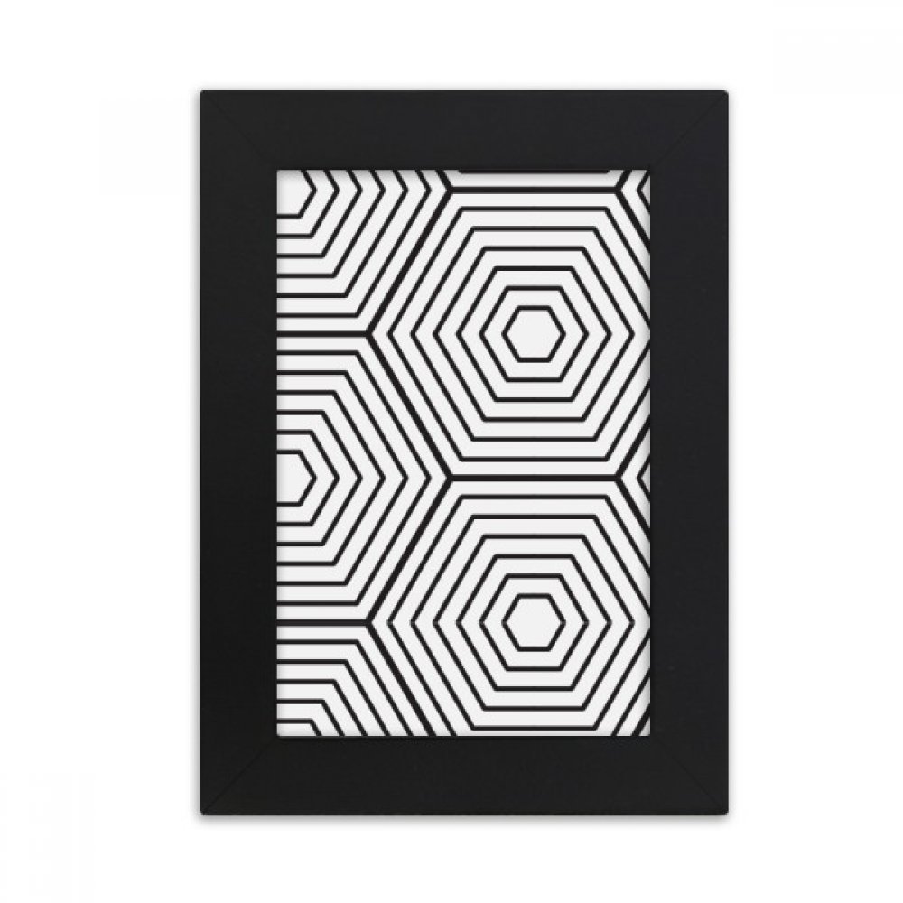 Marco de foto negro hexagonal 5x7 de diseño de escritorio premium con arte grano ilustración