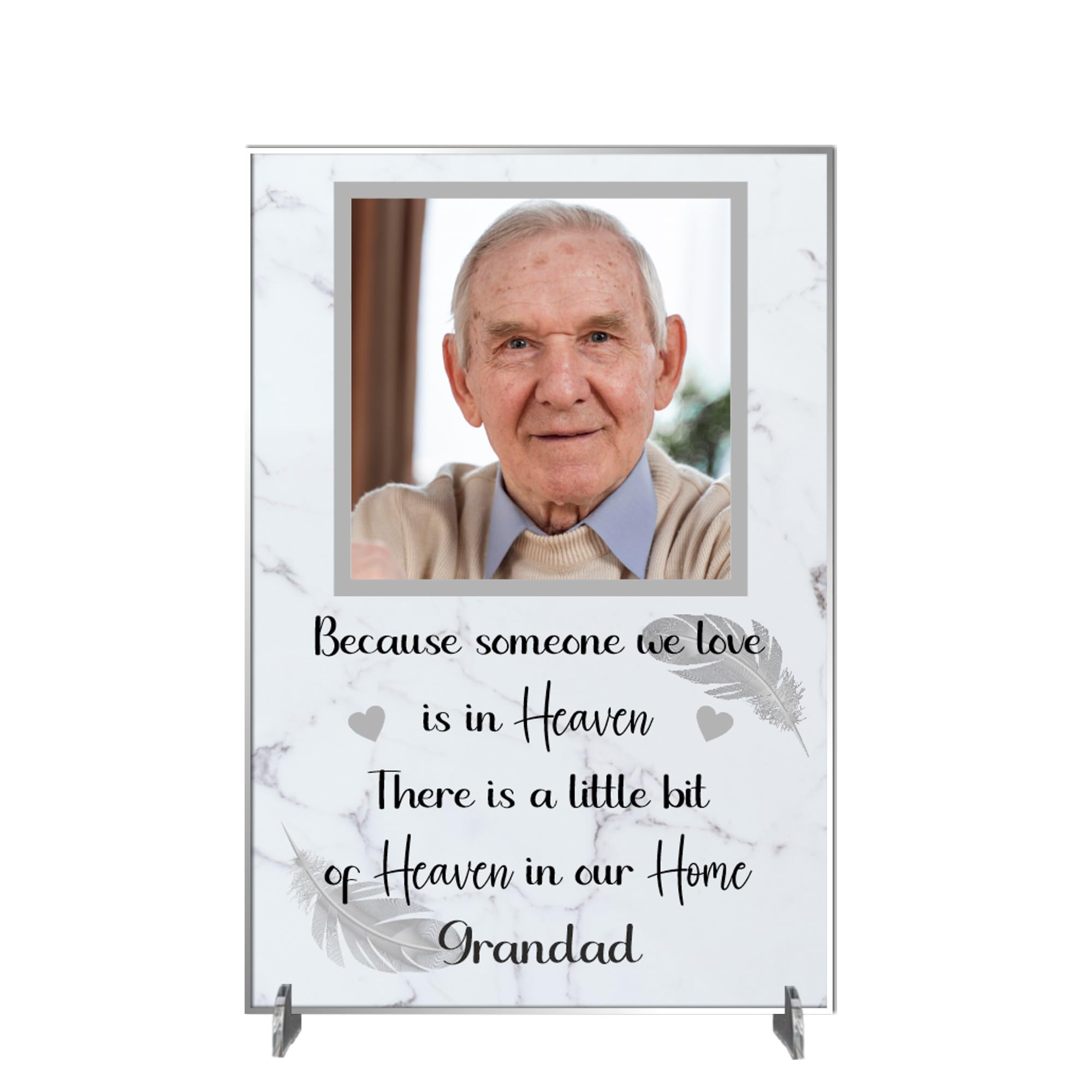 Personalised Bereavement Photo Plaque - Custom Memorial Gift with Choice of Colour, Heartfelt Quote, Size 148mm x 210mm (Acrylic 21cm x 15cm, Grey)