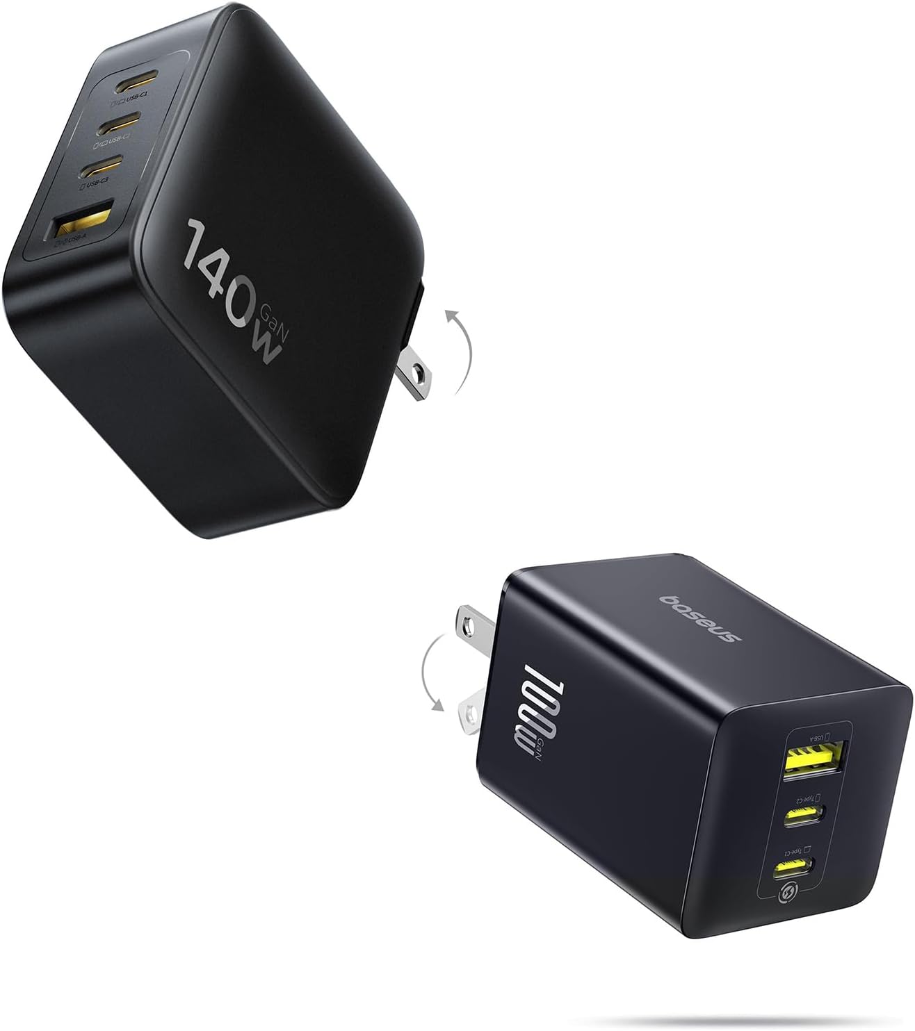 PD3.1 140W USB C Charger, PPS Fast Charger Type C & Baseus 100W Charger Block, 3-Port Foldable Compact PPS Wall Charger