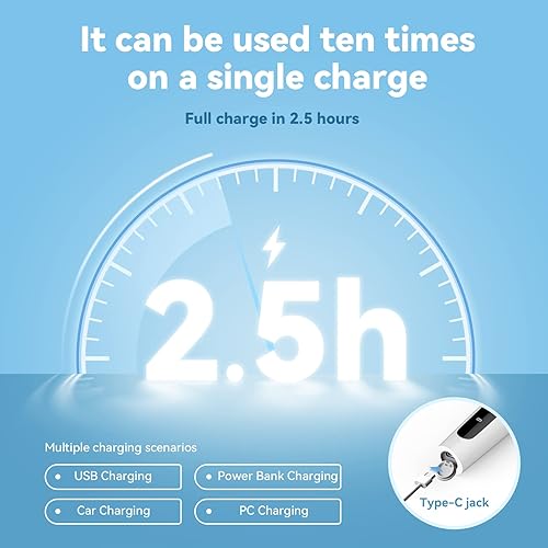 Miniatura 4 de Pulidor de dientes para dentistas, pulidor de dientes eléctrico profesional con 5 cabezales de repuesto y modos de limpieza, recargable por USB,