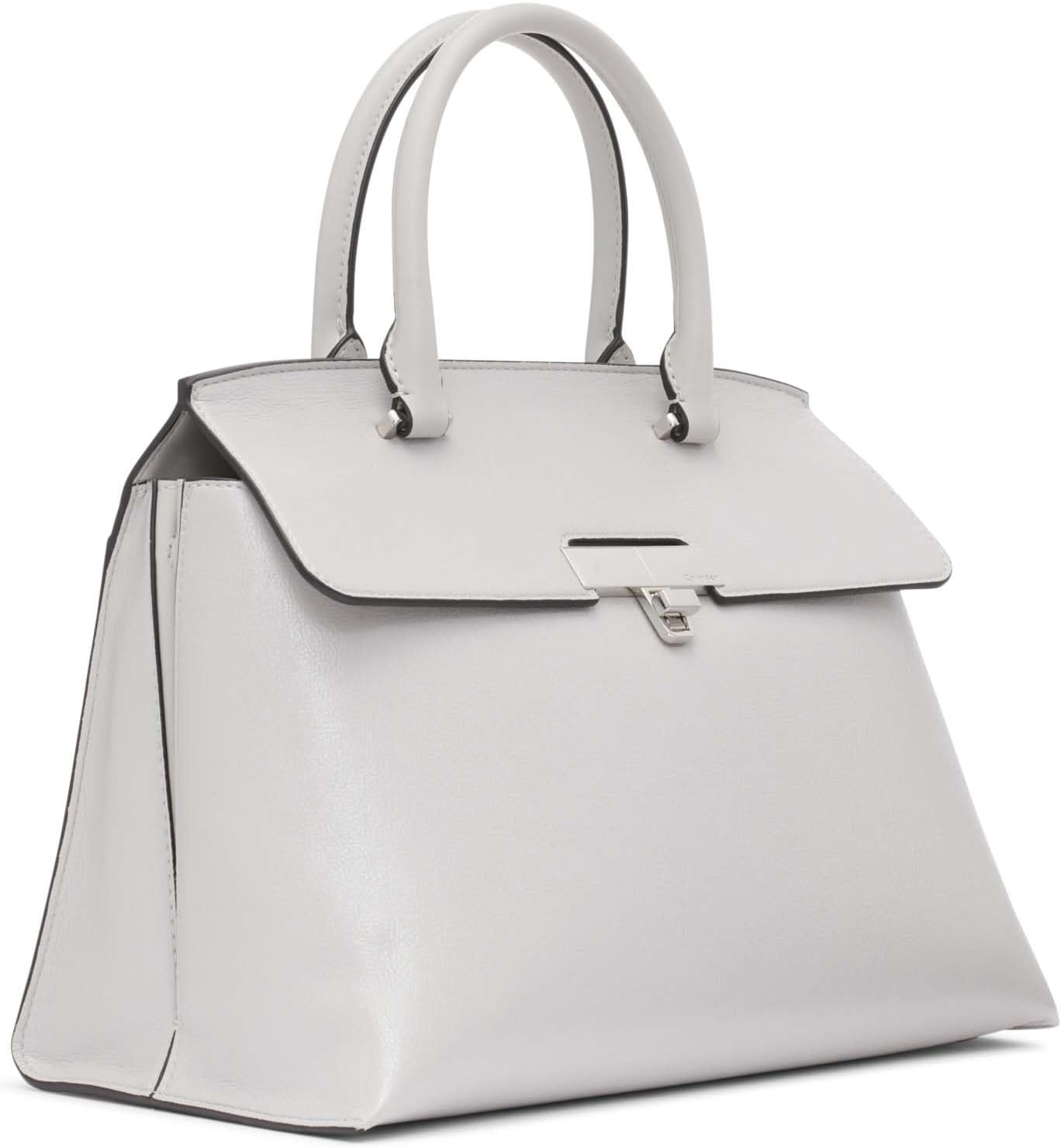 Calvin Klein Women's Becky Turn Lock Satchel | Turn Lock, 2 in 1, Vegan Leather, 3 Pockets