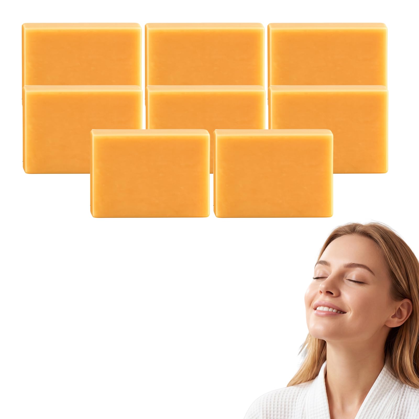 Jabón en pastilla de caqui desodorante para el olor corporal con PE natural – Jabón natural de caqui para pieles maduras, renovador y purificante – Jabón en pastilla de kaki original (8 cajas)