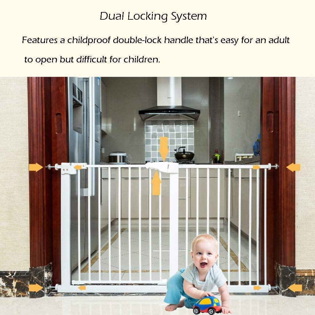 Cancello per Bambini Cancello per Scale G Cancelli di Sicurezza in Metallo Bianco Cancello per Bambini Extra Largo Montato a Pressione, per Scale Ingresso per corridoio Facile Apertura (Dime