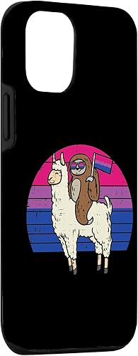 Miniatura 3 de iPhone 13 Pro Llama Sloth Bisexual Flag Glasses Sunset Retro Bi Pride LGBT Case