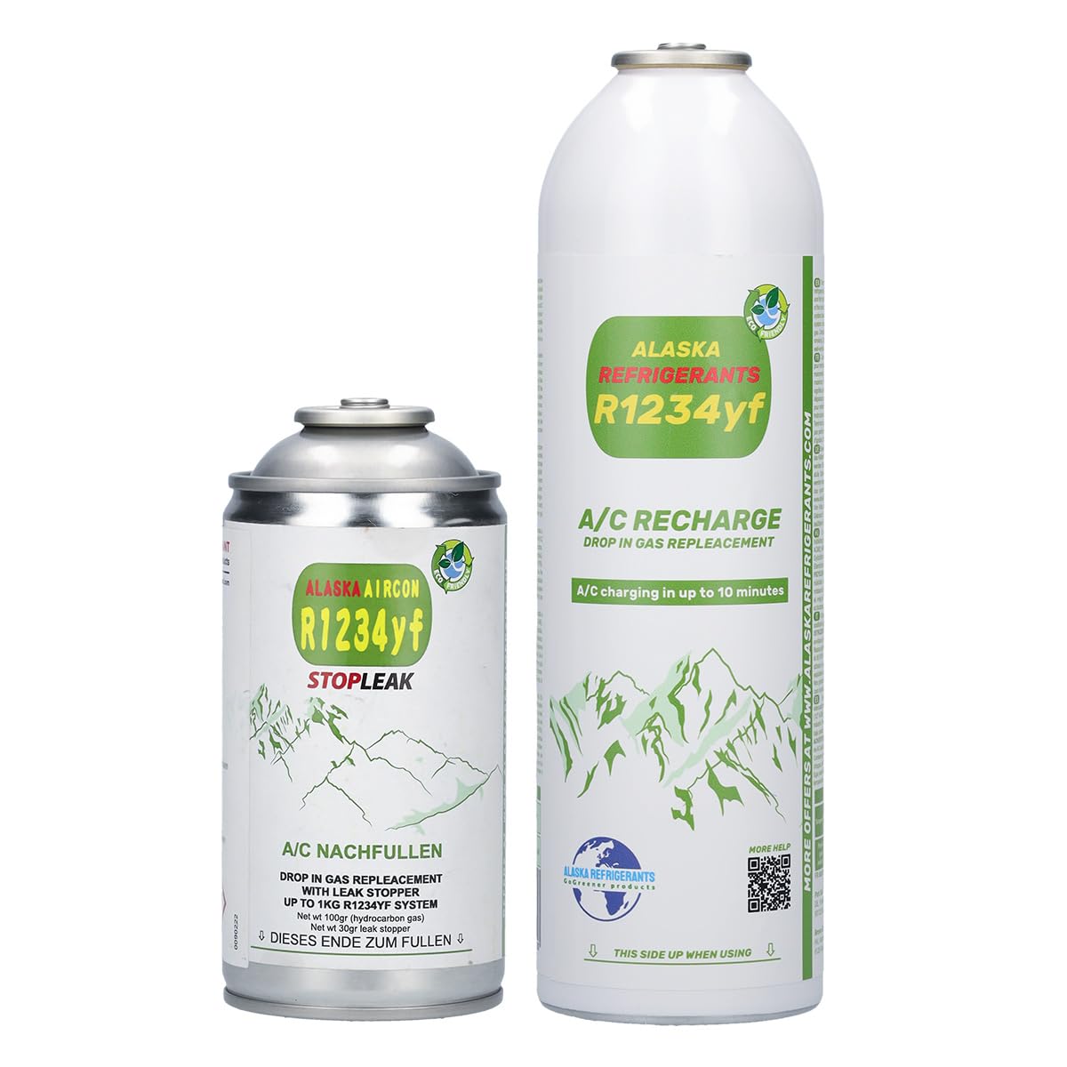 Alaska Refrigerants Réfrigérant de Remplacement R1234yf pour véhicules + colmatant de fuites