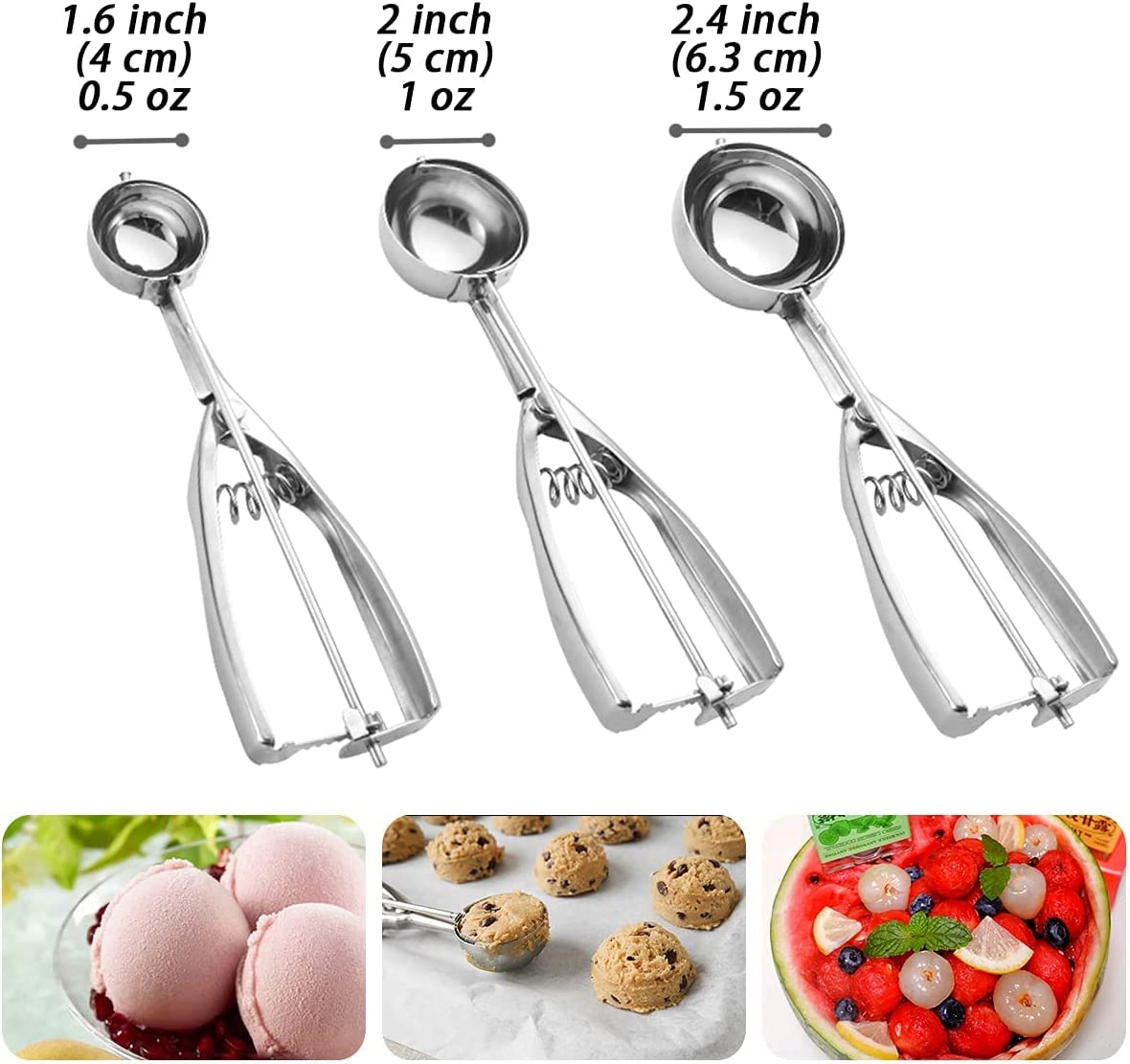 Katmerio Cuillère à Glace En Acier Inoxydable 6 Cm Avec Déclencheur - Parfaite Pour Boules Parfaites