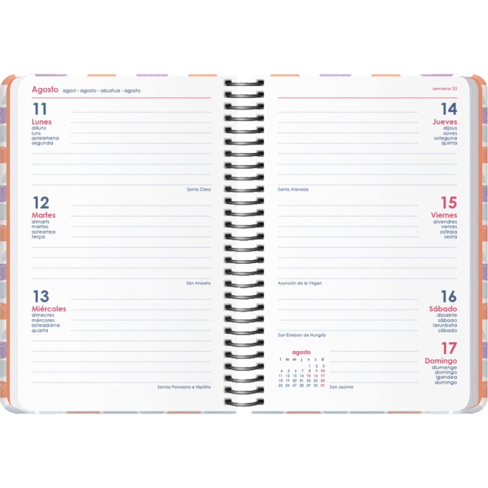 Dohe, Diary 2025, Week View, Pocket Size (8.5 x 13 cm), 12 Months January to December, Hard Cover and Rubber - Image 2