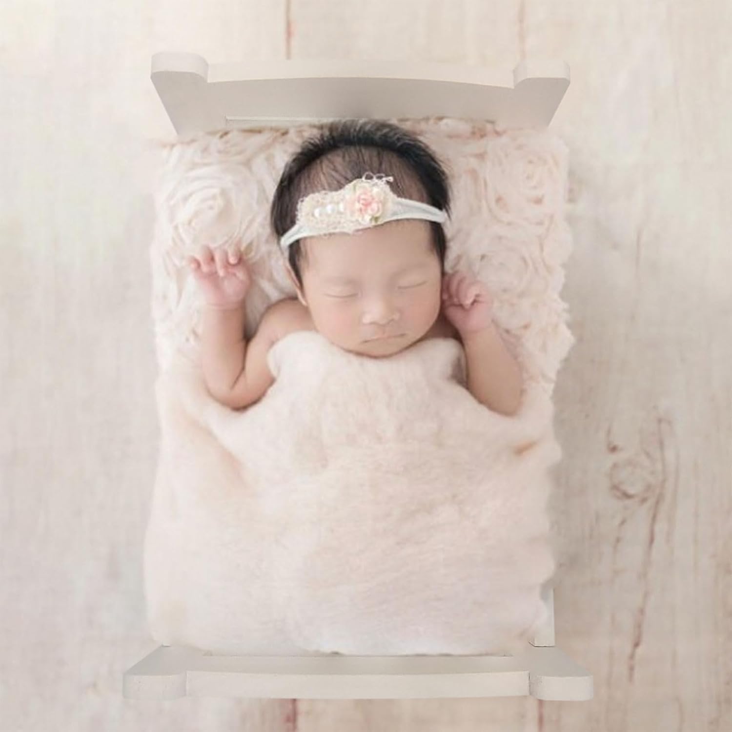 Newborn Props Photography Cot Baby Photo Wood Bed Photography Props for Infant Photoshoots Studio Posing Aid Tool