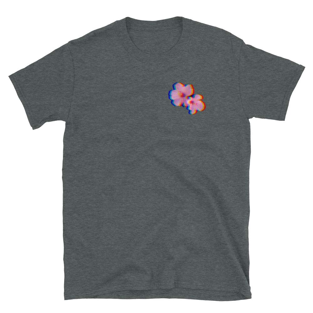 Splengo Aesthetic Vaporwave Flowers Shirt. Minimalist Softgirl Flower Shirt with Glith Effect.