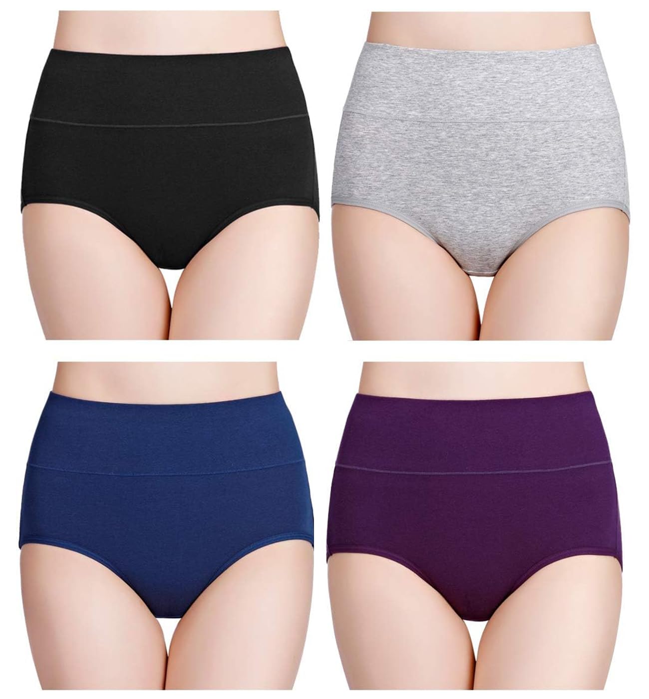 wirarpa Women's Underpants High Waist Cotton Elastic Panties Postpartum Shorts Pack of 5