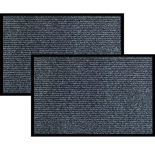 ORIENT SANDA Heavy Duty Door Mat, 2 Pack,Durable Doormat, Indoor and Outdoor, Waterproof, Easy Clean Shoe Scraper, Welcome Mats for Entryway, Patio, Porch, 29x17,Grey