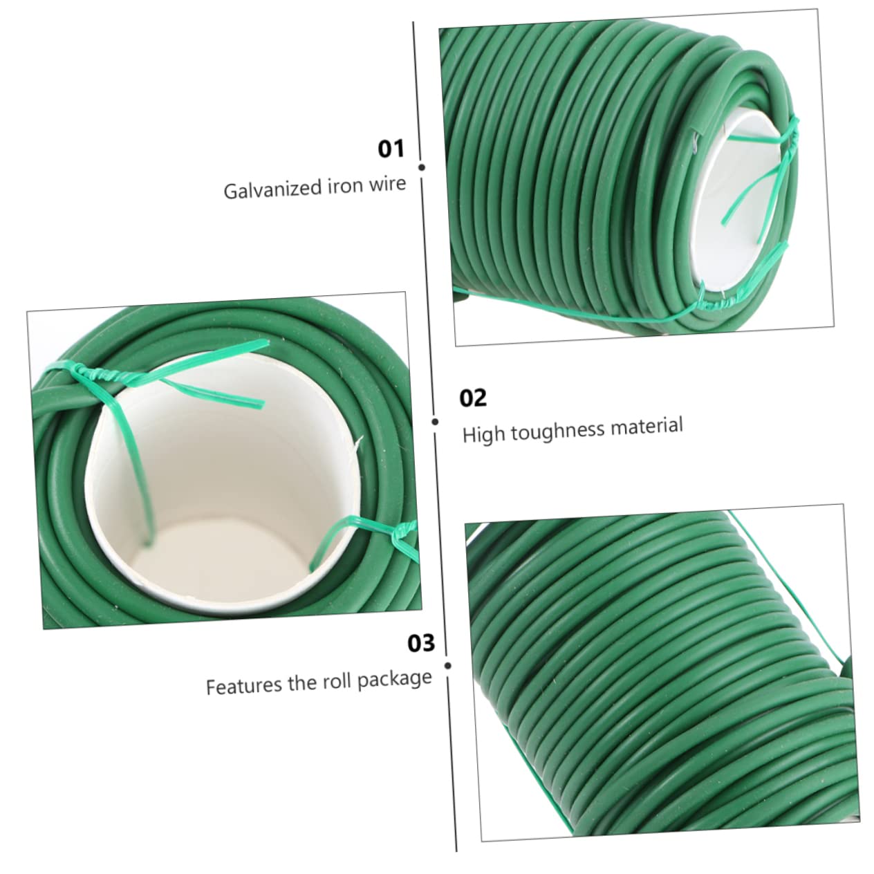 Toyvian Liens Souples pour Plantes de Jardin, 2 Rouleaux TPR Fer Vert | Attaches Réutilisables pour Arbustes et Vignes, Fixation des Fleurs, Usage Extérieur, Lot de 2 Rouleaux