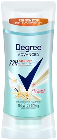 Degree Advanced Protection Antiperspirant Deodorant Vanilla & Jasmine for 72-Hour Sweat & Odor Control for Women, with Body Heat Activated Technology, 2.6 oz