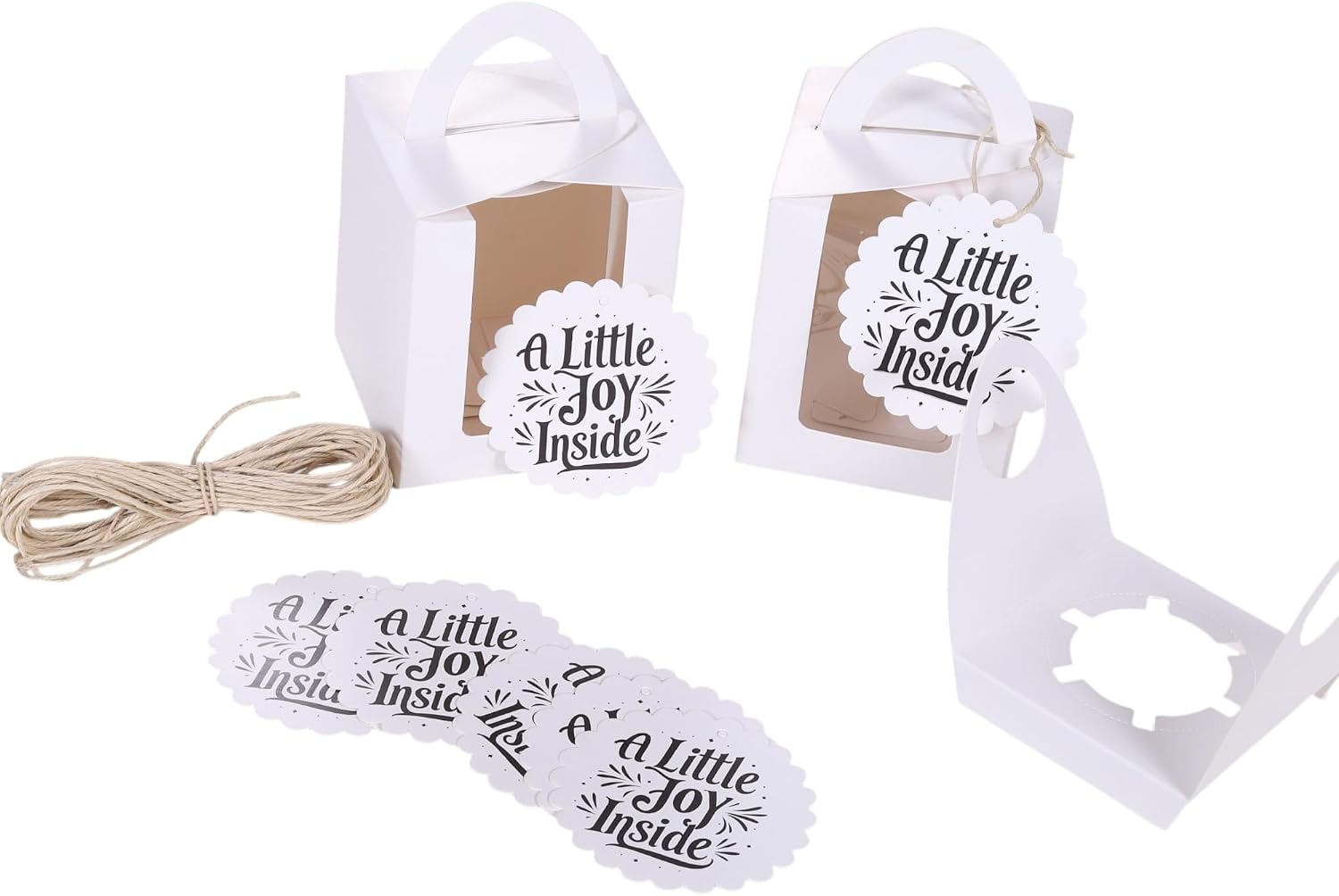 White Cupcake Boxes, Single Cupcake Carrier With Window Insert And Handle White Pastry Containers Muffins Cupcake Carriers For Bakery Wrapping Party Favor Packing (25)