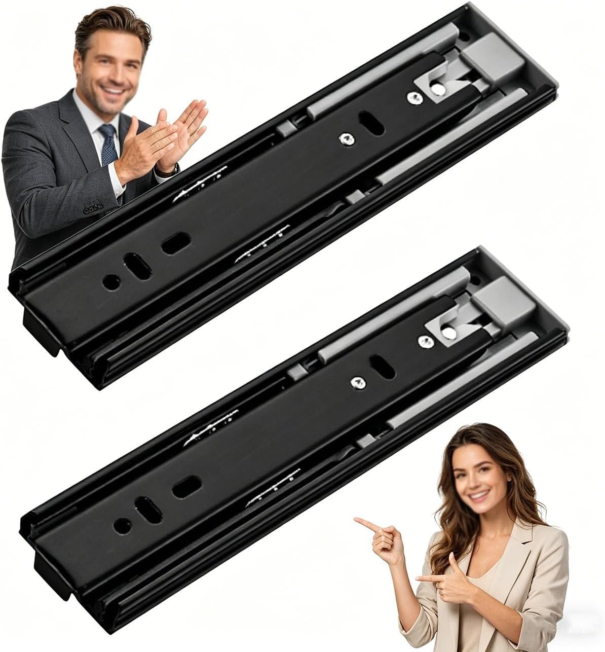 Heavy Duty Drawer Slides 200 Lbs, Kitchen Drawer Rails, Full Extension Ball Bearing Drawer, Slides Side Mount Soft Close Drawer Slides Drawer Glide - A Pair(15CM/6IN)