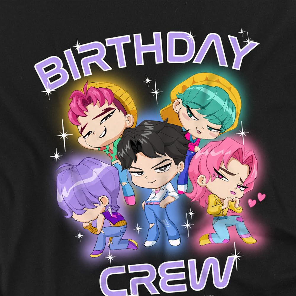 KPOP Demon Hunters KPOP Demon Hunters Saja Boys Birthday Crew Group Kids T Shirt, Black Camisa Unisex niños (Pack de 1)