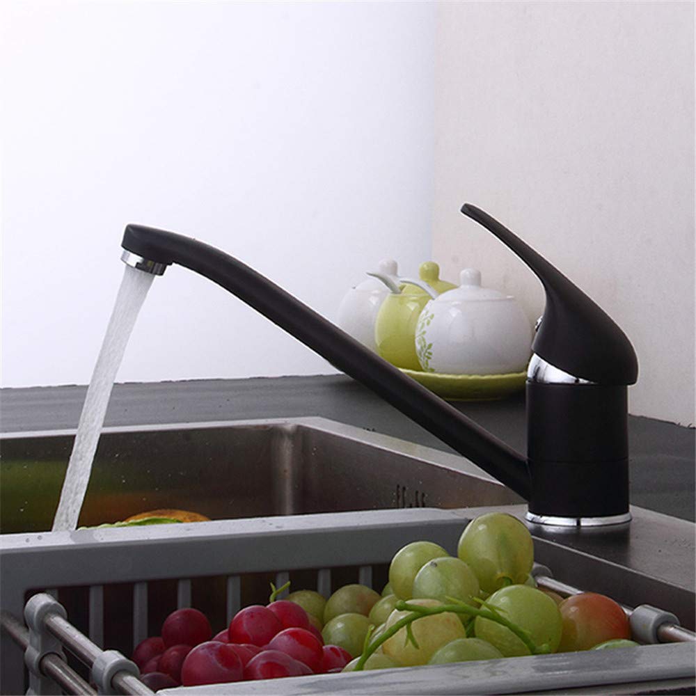 Negro Pintado Grifo De La Cocina Completa De Cobre Caliente Y Un Mezclador De Agua Fría Del Grifo Del Fregadero De Cocina De La Hornada De La Pintura De Una Manija Giratoria