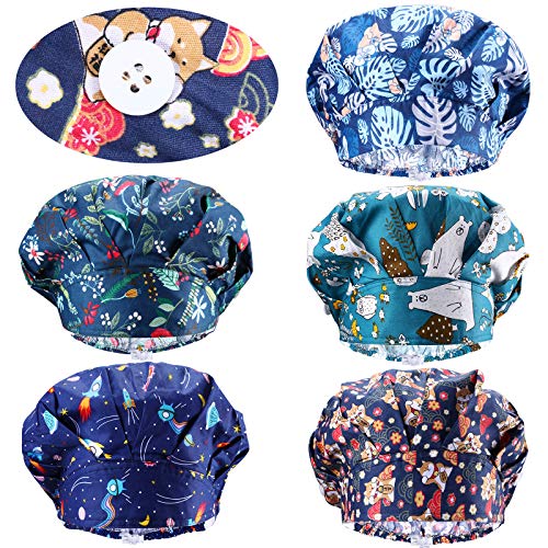 Image of Geyoga 5 Pcs Bouffant Scrub Caps with Buttons