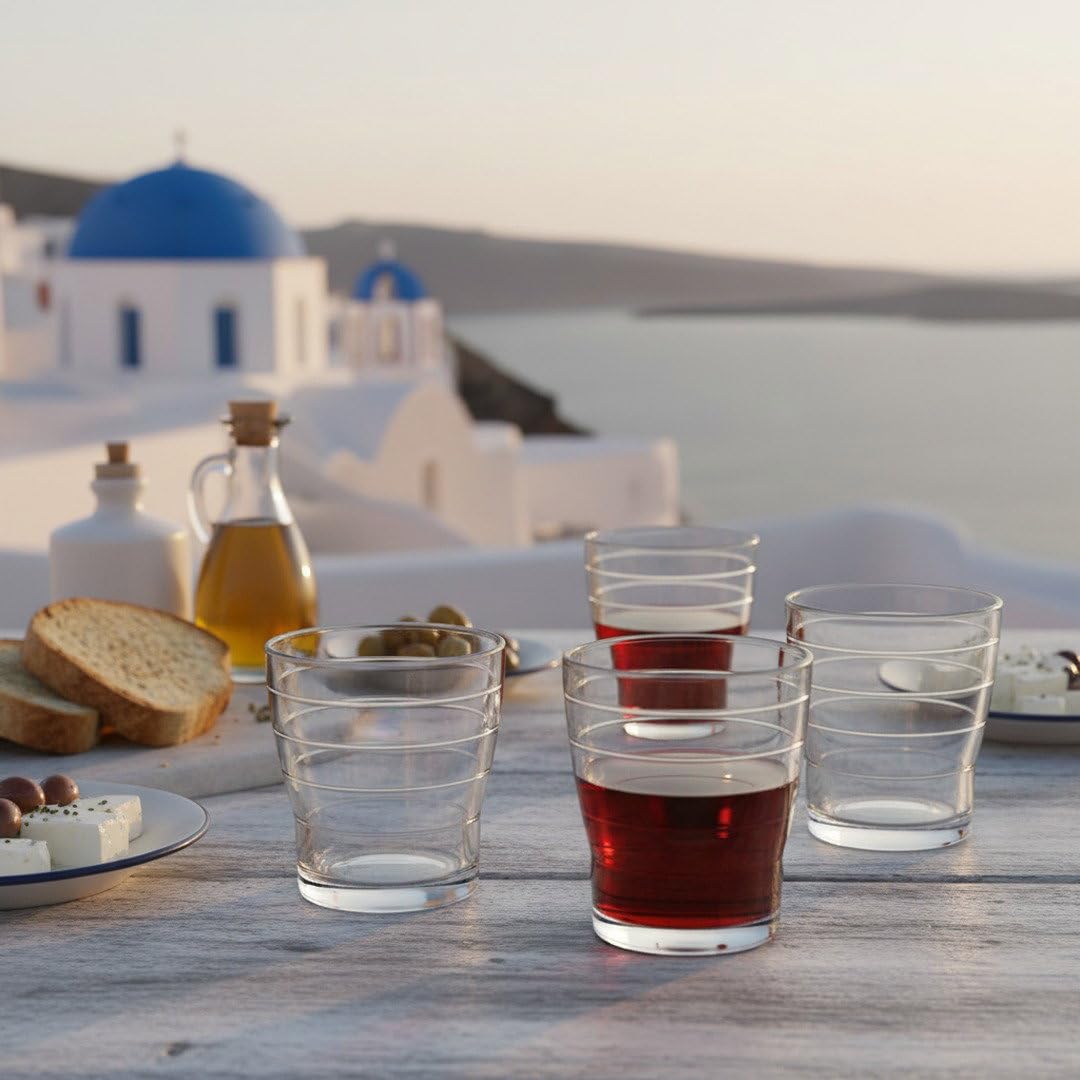 Authentische griechische Taverna Weinglas ohne Stiel, 4-teiliges Geschenkbox-Set