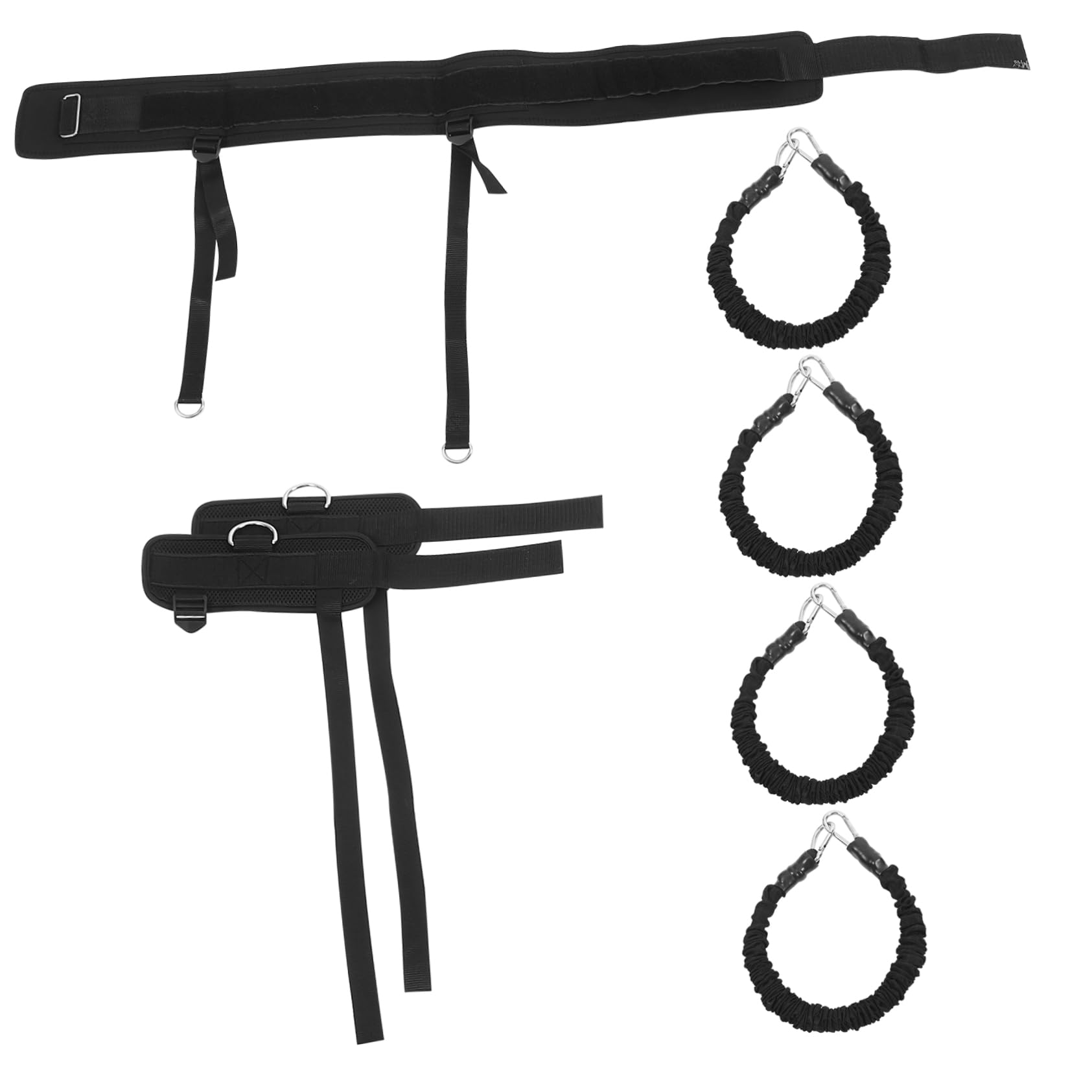 Toddmomy Klimmzug Band Satz mit Widerstandsband und Knöchelriemen Schwarz Latex und Stoff für Bein und Hüfttraining im Gym