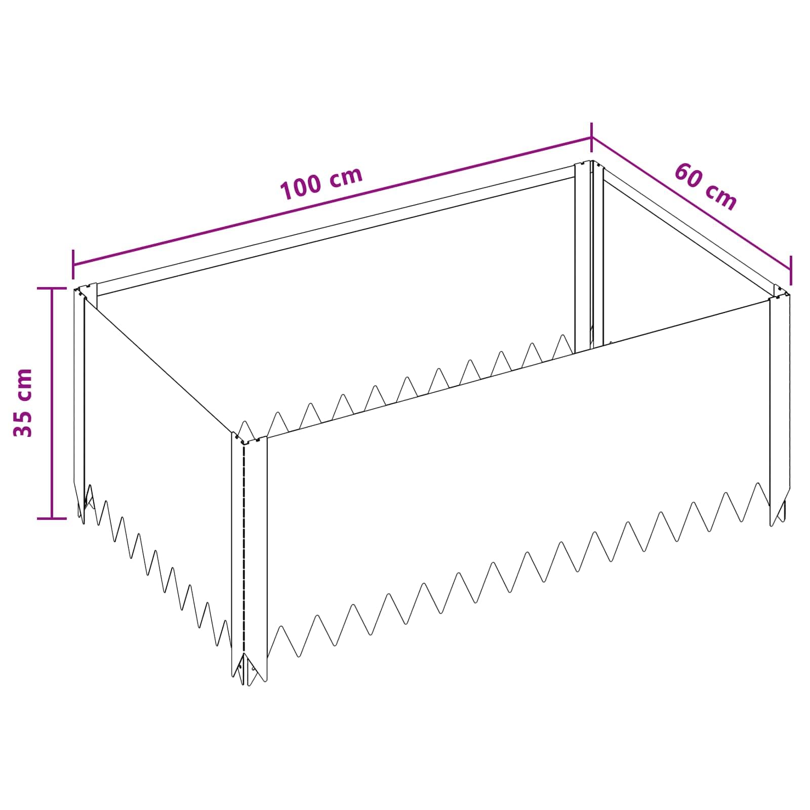Bordure de pelouse en acier noir 100 x 60 x 35 cm