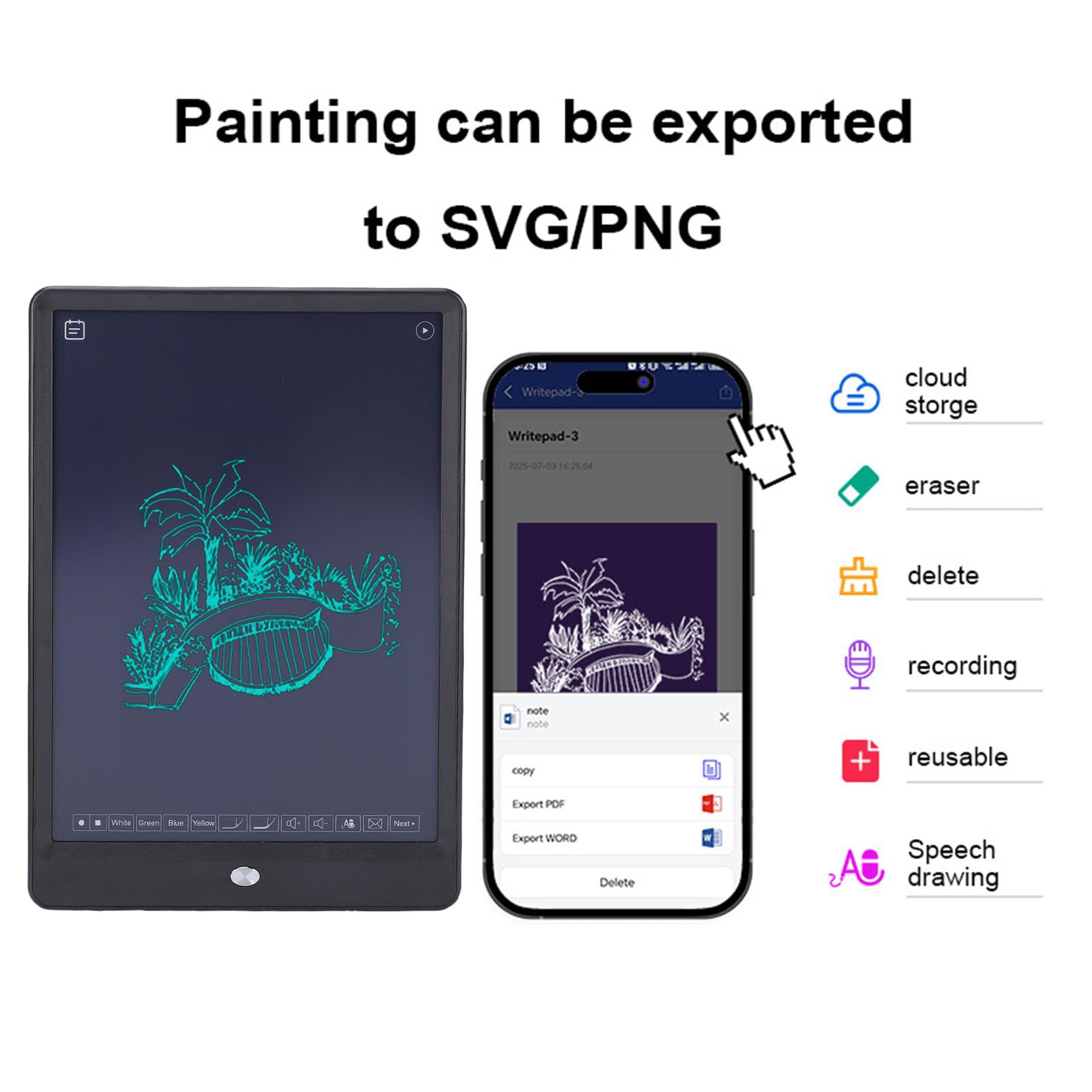 SIXRUN Tablet da Disegno Intelligente, Tavoletta Digitale con Penna per Appunti, Riconoscimento della Scrittura, Sincronizzazione, Compatibile con Smartphone