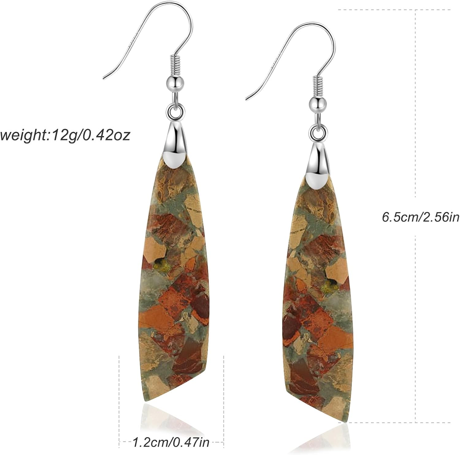 Jasper Stone Earrings for Women Trendy Dangle Earrings Fishhook Drop Earrings - Image 5