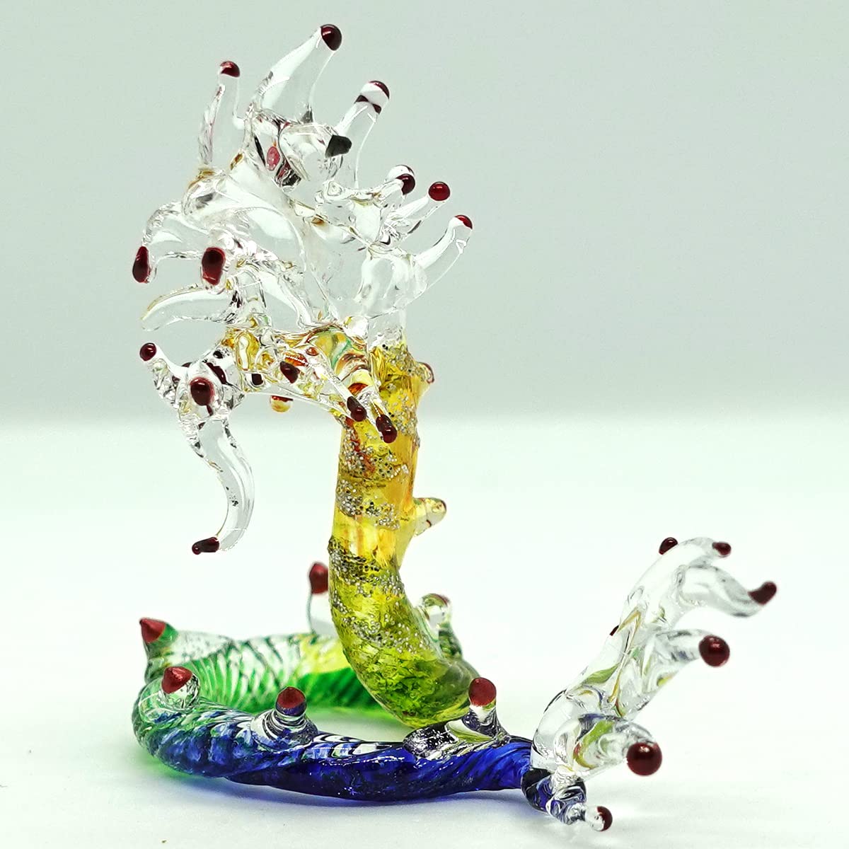 Nak/Dragon Thai Miniature Figurines Animals Hand Painted Blown Glass Art Collectible Gift Home Décor, Rainbow