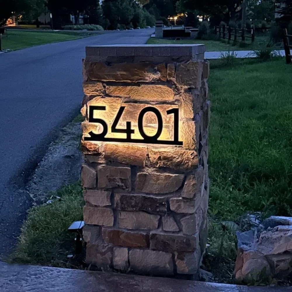 Números de casa LED personalizados, placa de dirección iluminada, retroiluminación metálica, placa metálica con retroiluminación (2 dígitos, 20 cm)