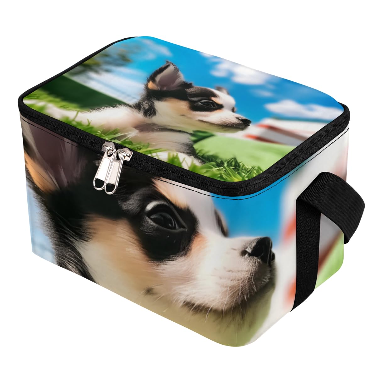 GzLeyigou Lunch Bags for Women Men 9 Cans,Grassland Dog Hot & Cold Food Delivery Bag Insulated Grocery Bag Insulated Lunch Box Puppy Cooler Bag for Office Work Picnic Beach