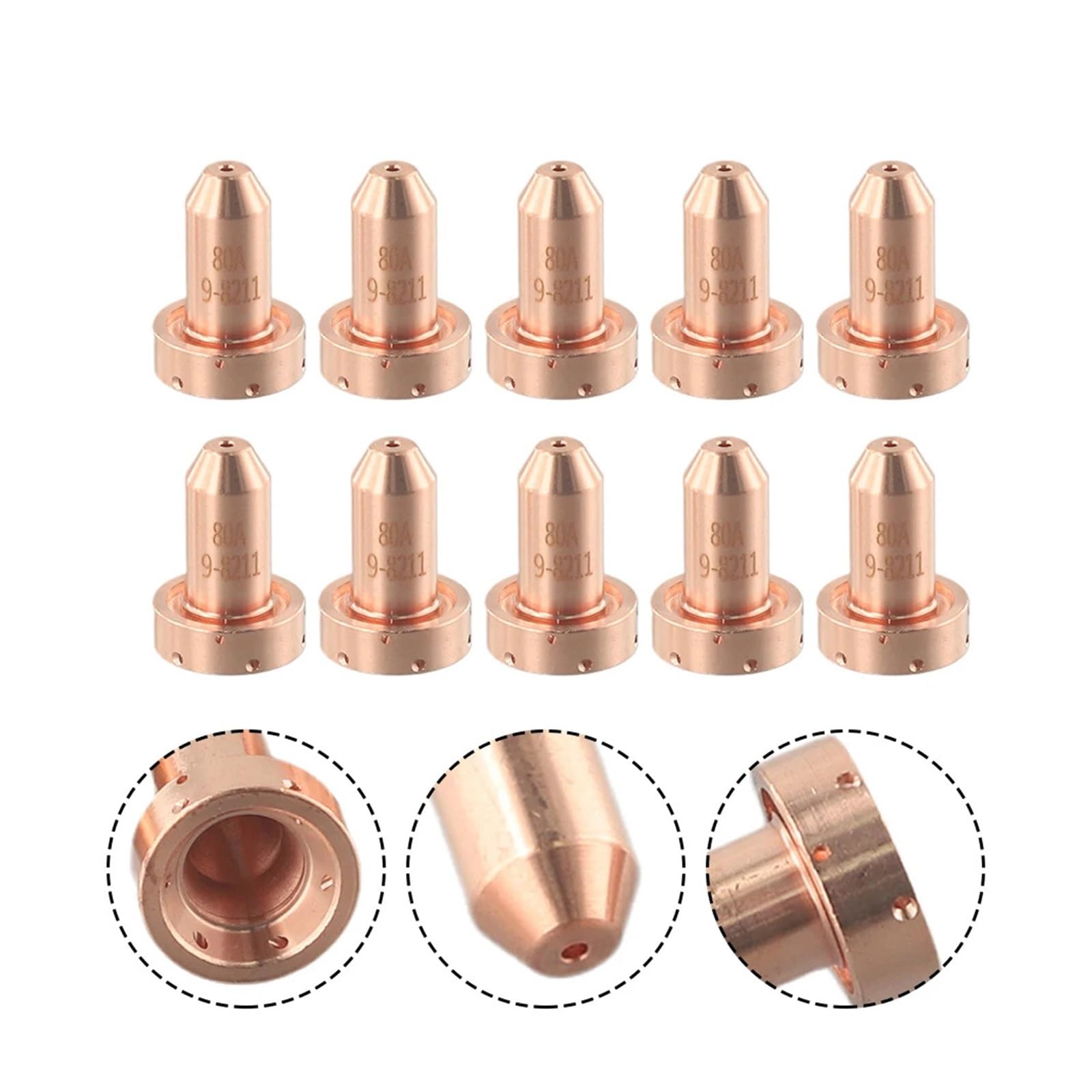 10 sztuk SL60~100 końcówki do dyszy do cięcia plazmowego 9-8211 miedź do dynamiki termicznej dysza palnika do spawania części sprzętu lutowniczego cuicui