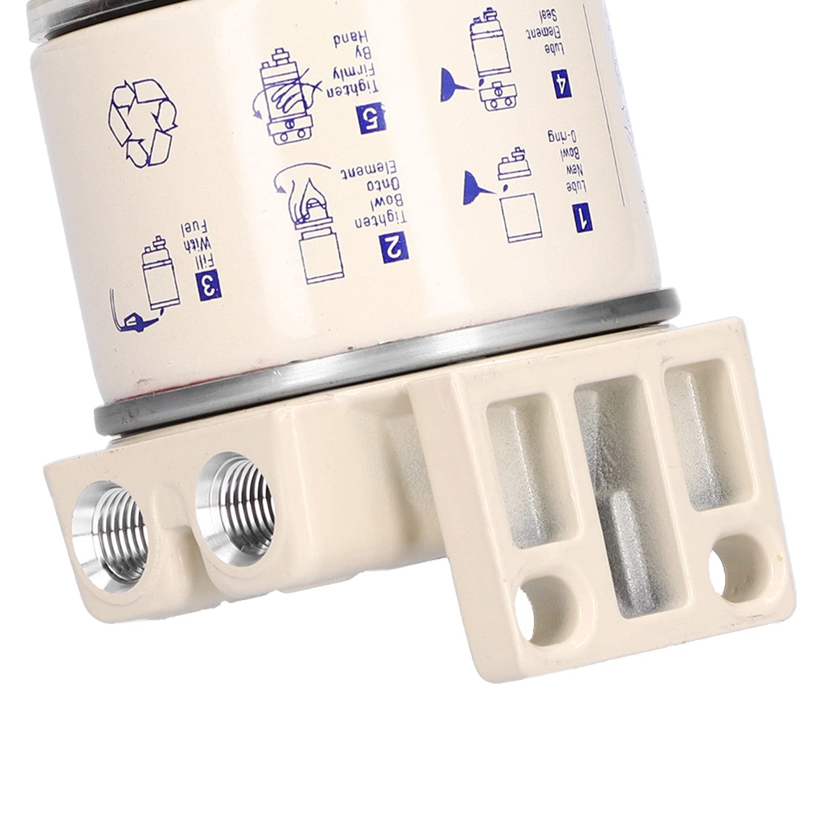 Kit Complet de Séparateur D'eau de Filtre à Carburant, Séparateur D'eau de Filtre à Carburant à Visser Marin Débit 30 GPH avec Vidange Automatique R12T de Remplacement