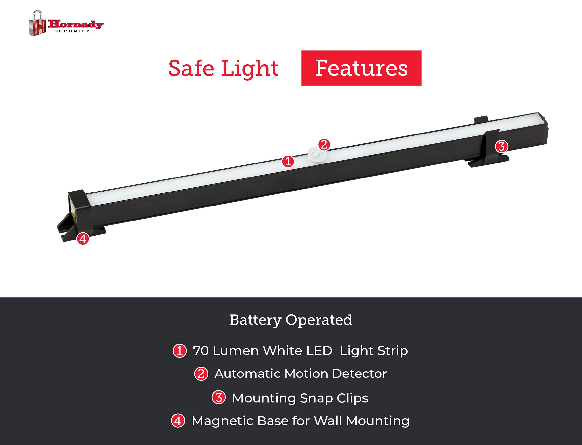 Hornady LED Gun Safe Lights, 70 Lumens This Motion Sensor Cordless