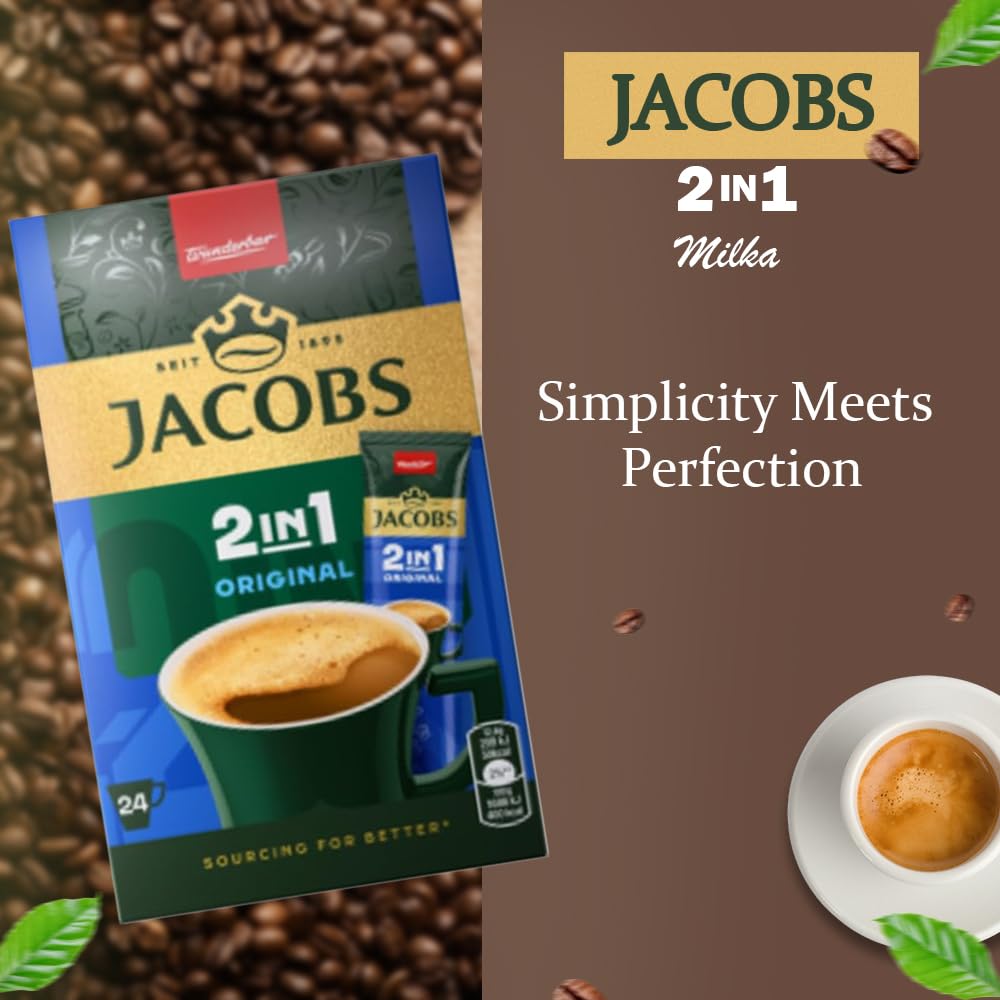 JACOBS 2-w-1, kawa rozpuszczalna w proszku, 6 x 24 saszetki, 297,6 g.