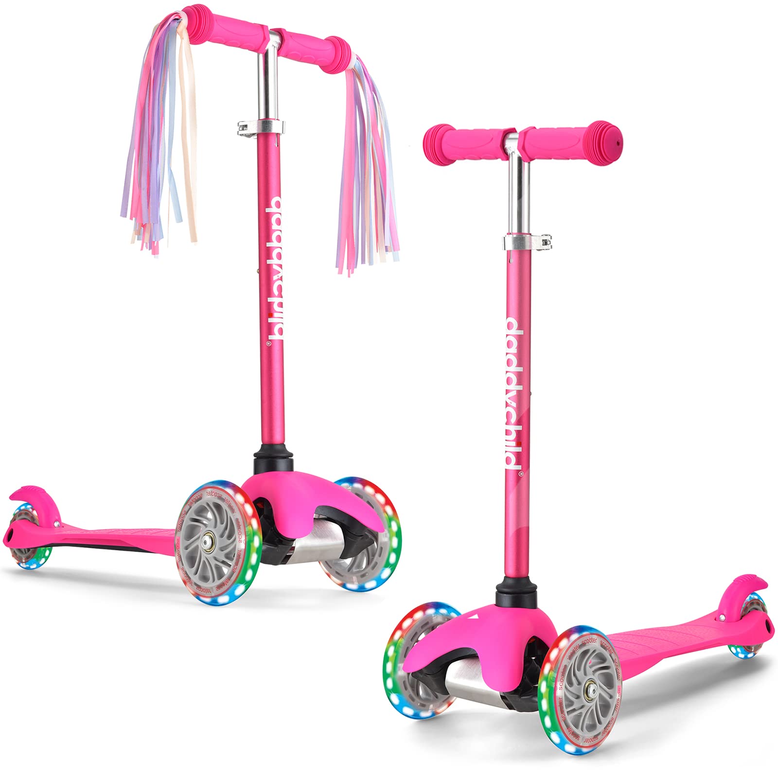 Kids Scooter - Scooter for Kids 3-6 Adjustable Height -3 Wheel Scooter for Kids Ages 3-5 Boys & Girls- Kids Three Wheel Scooter with Light Up LED Wheels Made for Stable Ride