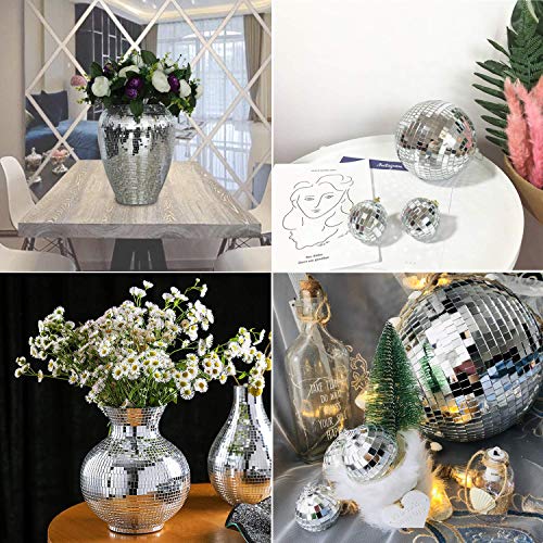 1300 Stück Selbstklebende Spiegel Mosaikfliesen, Silber Glasspiegel Aufkleber/Spiegel Klebefliesen für Diy Discokugel Basteln Dekoration (10x10mm)