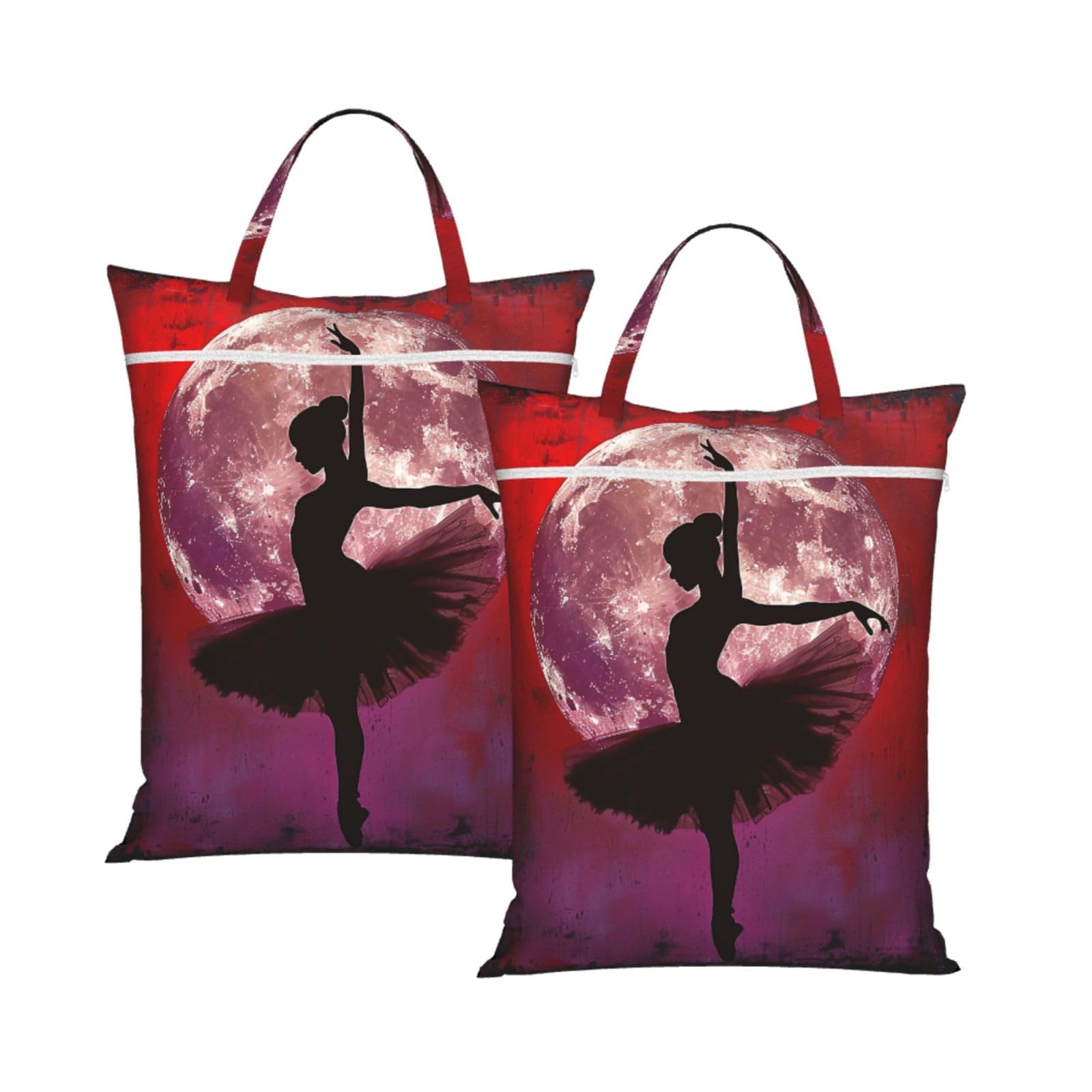 Large Travel Laundry Bags,Ballerina Dance Print with Handle Foldable Laundry Bag for Holidays Gym Swimming and Family Trips, 2Pcs