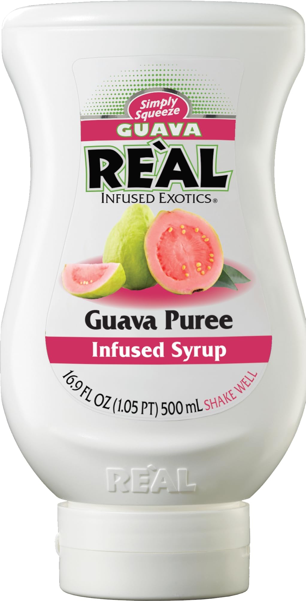 Reàl Syrup | Guava Puree Infused Fruit Syrup | 500ml | All-natural ingredients mix easily into desserts, baking, smoothies, and cooking to provide a real fruit flavor boost.