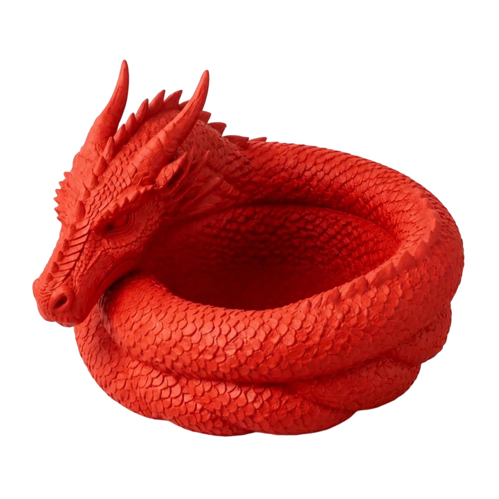 sugerou 3D Printed Dragon Catchall Tray, Gothic Fantasy Jewellery Bowl for Desk, 15cm Key Storage Organiser and Whimsical Home Office Decor, Durable PLA Desktop Trinket Dish Gift Red