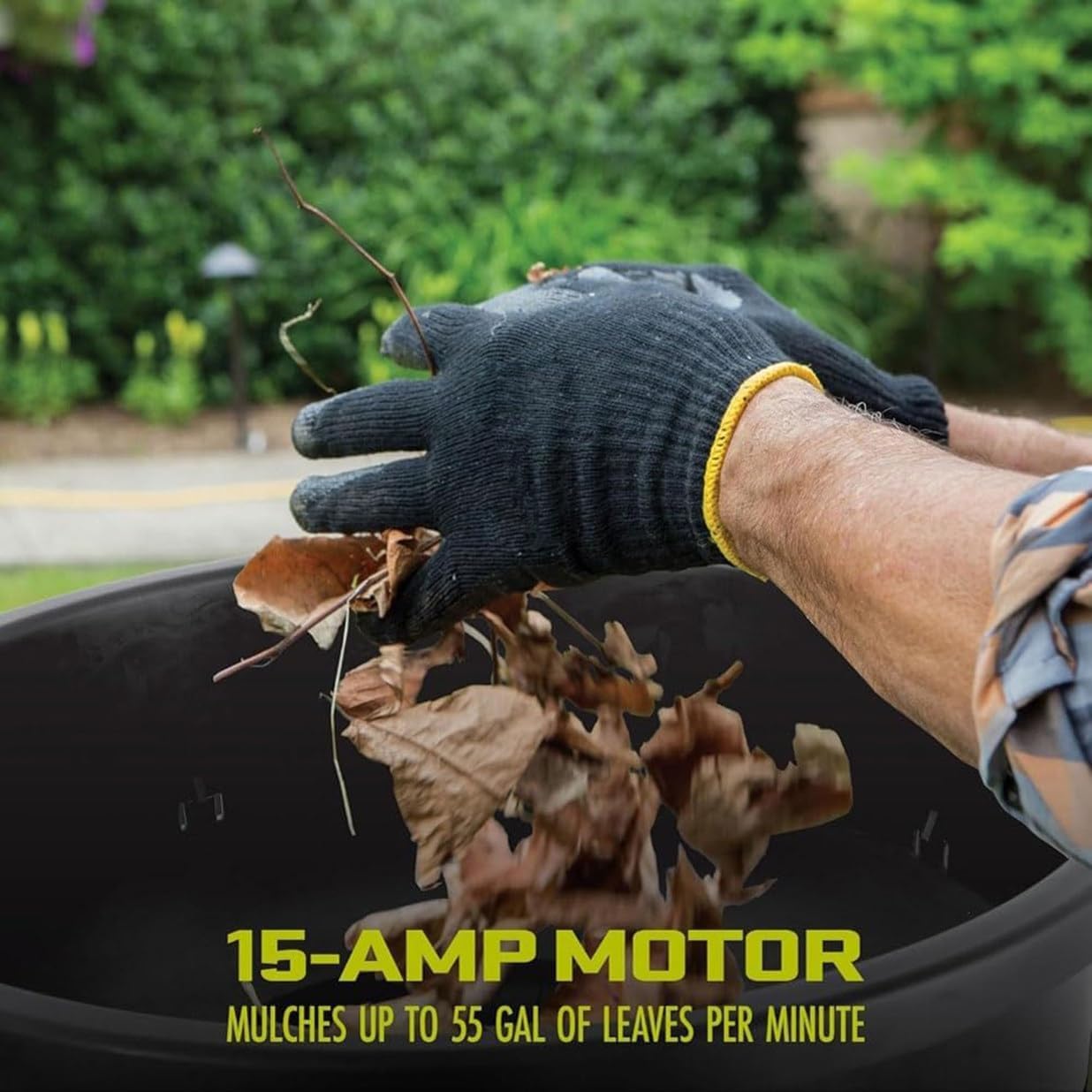 Electric Leaf Mulcher Garden Shredder, 2500W Compost Shredder Leaf Crusher, 8000rpm Chippers with 54cm Funnel Diameter for Shredding of Wood & Garden Debris 30mPowercord