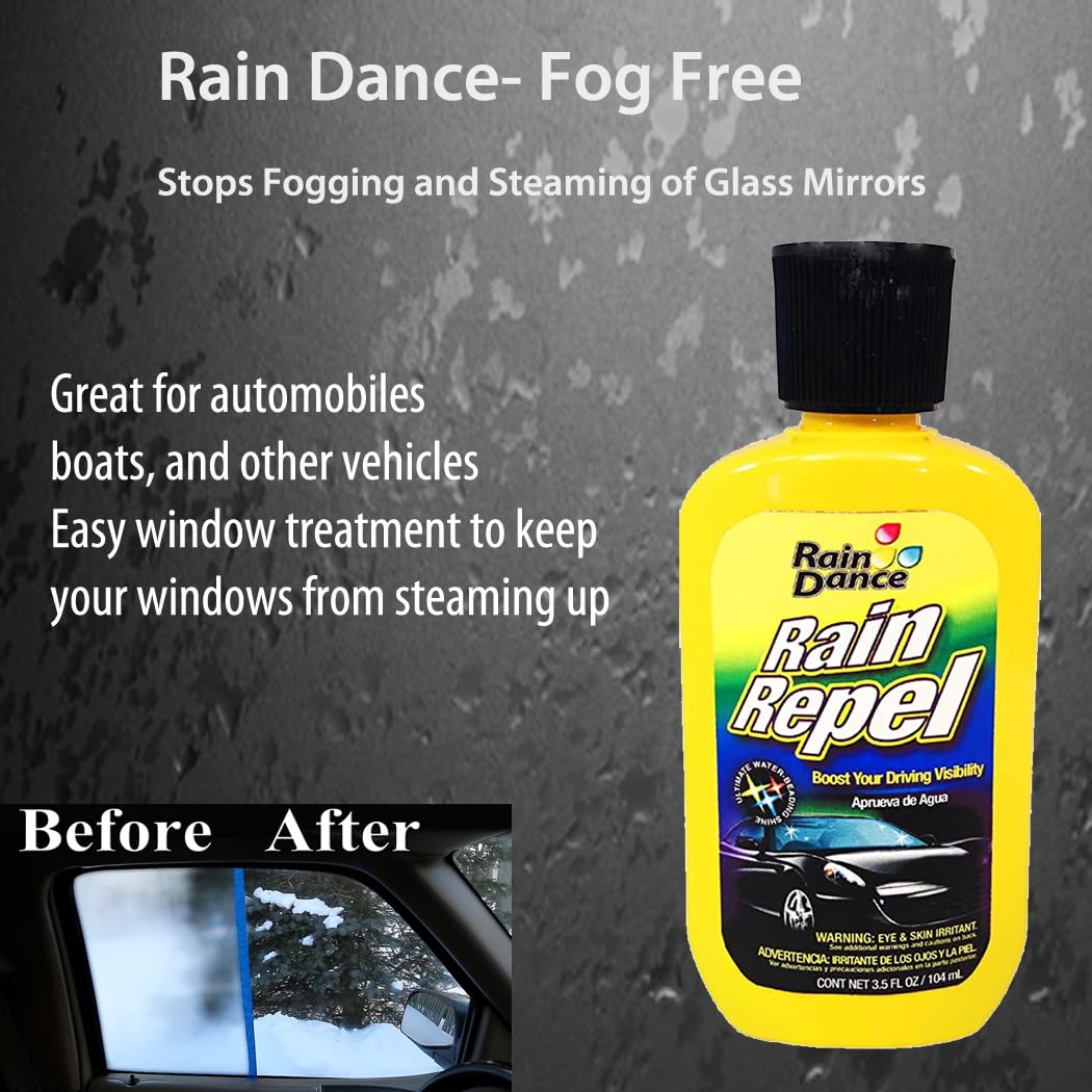 DR 2 Bottles Rain Dance Fog Free Glass Treatment Clear Windshield Mirrors Windows