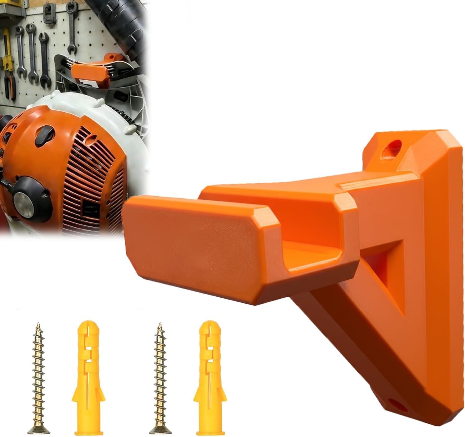 Wall Mount for STIHL BR600 Backpack Blower Hanger,Space-Saving Equipment Organizer with Mounting Screws (Orange)
